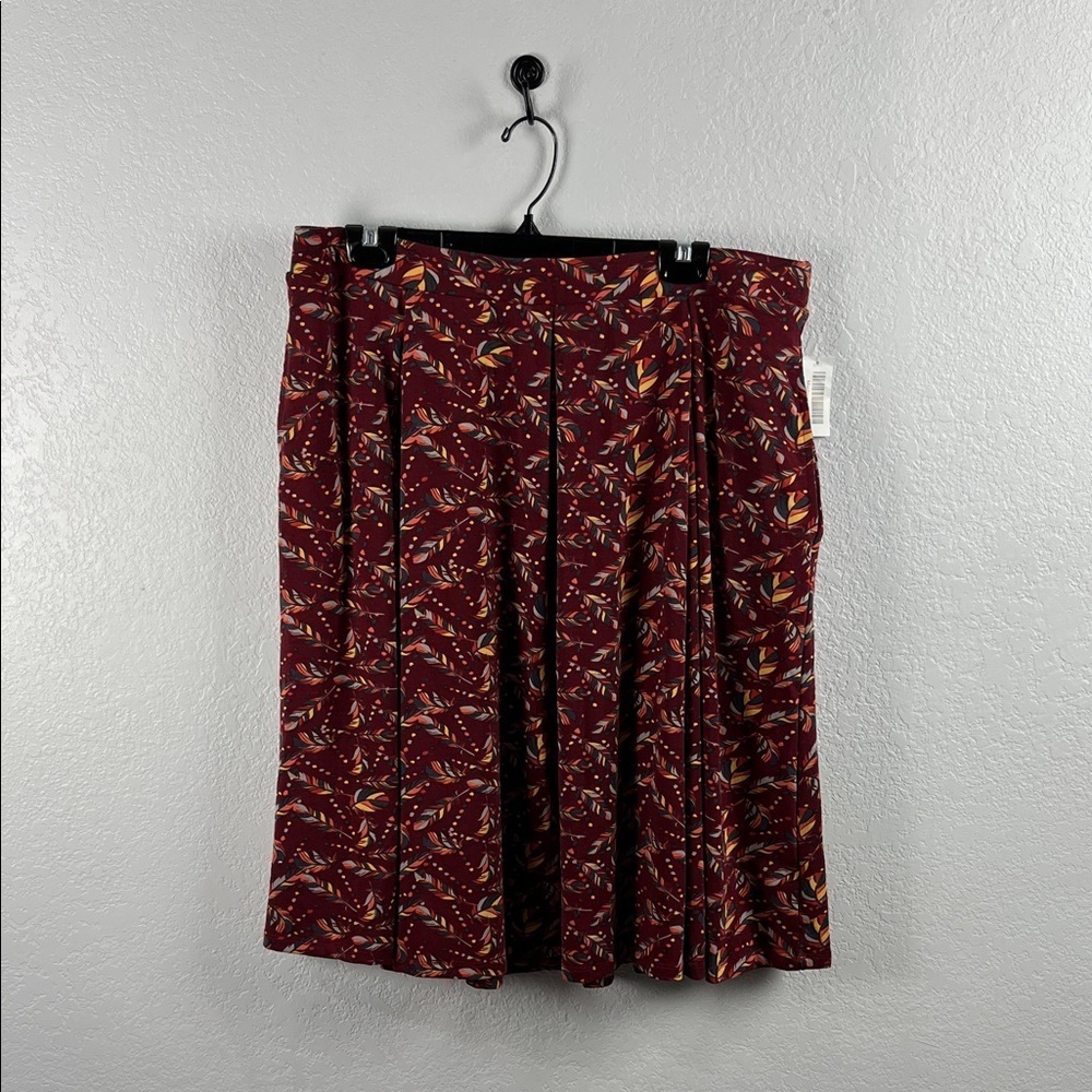 LuLaRoe Madison Skirt Pleated Pockets A-line 3XL NWT Midi Feather Pattern TC0416